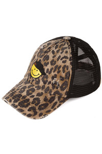 C.C GLITTER SMILEY PATCH KIDS PONY CAP-KIDS-BT-1015