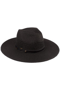 C.C Beanie paper straw panama hat with faux leather string
