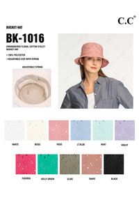 C.C EMBROIDERED FLORAL COTTON EYELET HAT-BK-1016