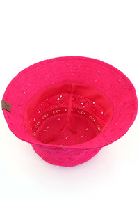 C.C EMBROIDERED FLORAL COTTON EYELET HAT-BK-1016