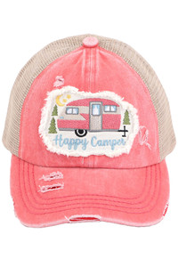 C.C HAPPY CAMPER PATCH VINTAGE PONY CAP-BT-1004
