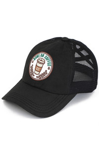 C.C RUNS ON COFFEE PATCH CRISS CROSS PONY CAP-MBT-7005