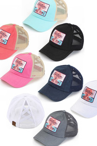 C.C SUNSHINE & LAKE TIME PATCH PONY CAP-MBT-7006