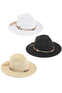 C.C MULTI THREADED TOGGLES TRIM PANAMA HAT-ST-1001