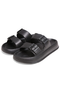 SOLID COMFY DOUBLE STRAP SLIDE SLIPPER-JSP206