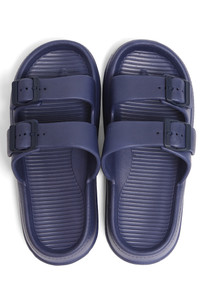 SOLID COMFY DOUBLE STRAP SLIDE SLIPPER-JSP206