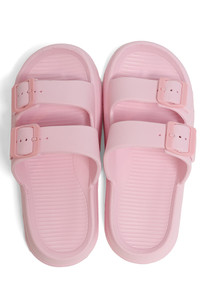 SOLID COMFY DOUBLE STRAP SLIDE SLIPPER-JSP206