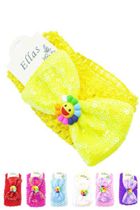 KID SMILY FLOWER HEAD WRAP-EKD6921B (12pc)