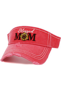 BLESSED MOM VINTAGE VISOR CAP-KBR-160