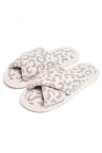 Leopard criss-cross slippers