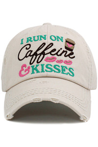 I RUN ON CAFFEINE VINTAGE DISTRESSED CAP-KBV-1439