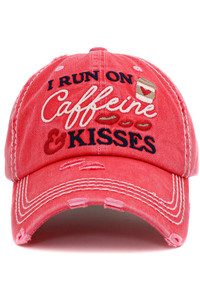 I RUN ON CAFFEINE VINTAGE DISTRESSED CAP-KBV-1439