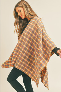 PLAID PATTERN RUANA-MS0256