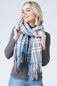 PLAID OBLONG TASSEL SCARF-ESC10399