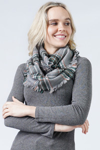 PLAID INFINITY FRAYED EDGE SCARF-ESC10404