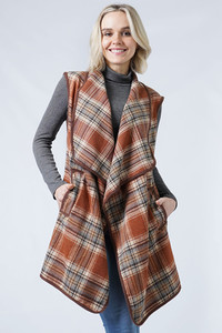 PLAID PRINT VEST WITH POCKETS-EVT10365