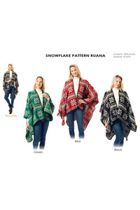 SNOWFLAKE PATTERN REVERSIBLE RUANA-LOF1302