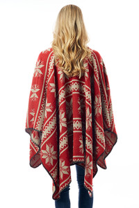 SNOWFLAKE PATTERN REVERSIBLE RUANA-LOF1302