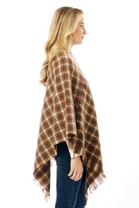 DIAMOND PATTERN KNITTED PONCHO-LOF1284