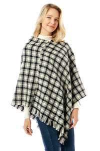 DIAMOND PATTERN KNITTED PONCHO-LOF1284