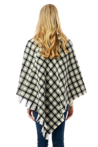 DIAMOND PATTERN KNITTED PONCHO-LOF1284