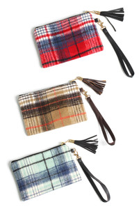 PLAID PATTERN POUCH BAG-EBG10362M