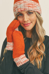 MULTI COLOR CUFF & THUMB FLEECE MITTENS-MG0057