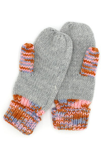 MULTI COLOR CUFF & THUMB FLEECE MITTENS-MG0057