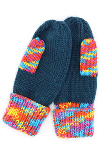 MULTI COLOR CUFF & THUMB FLEECE MITTENS-MG0057