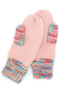 MULTI COLOR CUFF & THUMB FLEECE MITTENS-MG0057