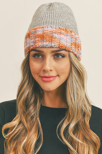 MULTI COLOR BAND FLEECE BEANIE-MH0090