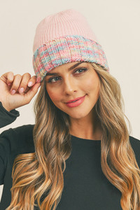 MULTI COLOR BAND FLEECE BEANIE-MH0090