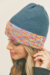 MULTI COLOR BAND FLEECE BEANIE-MH0090