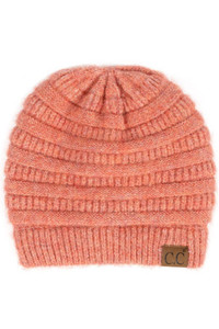 C.C RIBBED HEATHER BEANIE HAT-HAT-4020
