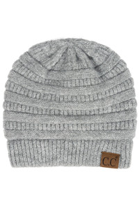 C.C RIBBED HEATHER BEANIE HAT-HAT-4020