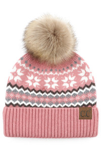 C.C NORDIC FAIR ISLE POM BEANIE-HAT-4029