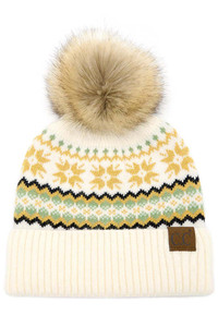 C.C NORDIC FAIR ISLE POM BEANIE-HAT-4029