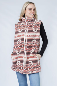 AZTEC SHERPA FLEECE VEST WITH ZIPPER-EVT10416