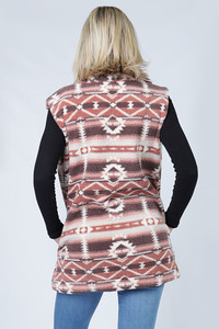 AZTEC SHERPA FLEECE VEST WITH ZIPPER-EVT10416