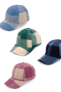 C.C CHECKERED PATTERN BASEBALL CAP-BA-4037