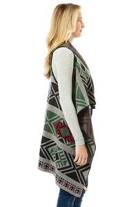 AZTEC PATTERN VEST WITH BUTTON-LOF1307