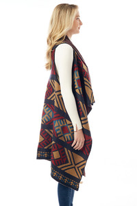 AZTEC PATTERN VEST WITH BUTTON-LOF1307