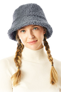 SOLID BOUCLE TEDDY BEAR BUCKET HAT-LOH202