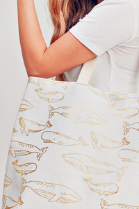 Gold Foil Whale Tote Bag-MB0171