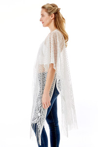 Hearts with Tiles Pattern Crochet Lace Cover Up-LOF1263