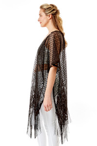 Hearts with Tiles Pattern Crochet Lace Cover Up-LOF1263