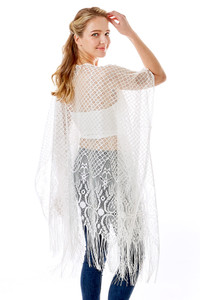 Hearts with Tiles Pattern Crochet Lace Cover Up-LOF1263