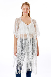 Hearts with Tiles Pattern Crochet Lace Cover Up-LOF1263