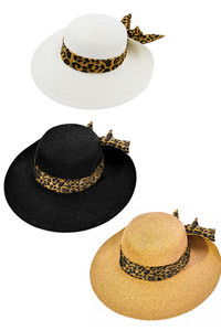 C.C Wide Brim Leopard Print Rolled Up Sunhat-STH-13