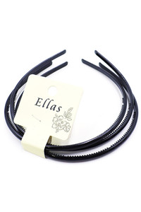 Black Plastic Headband-UAHB2089BK (36pc)